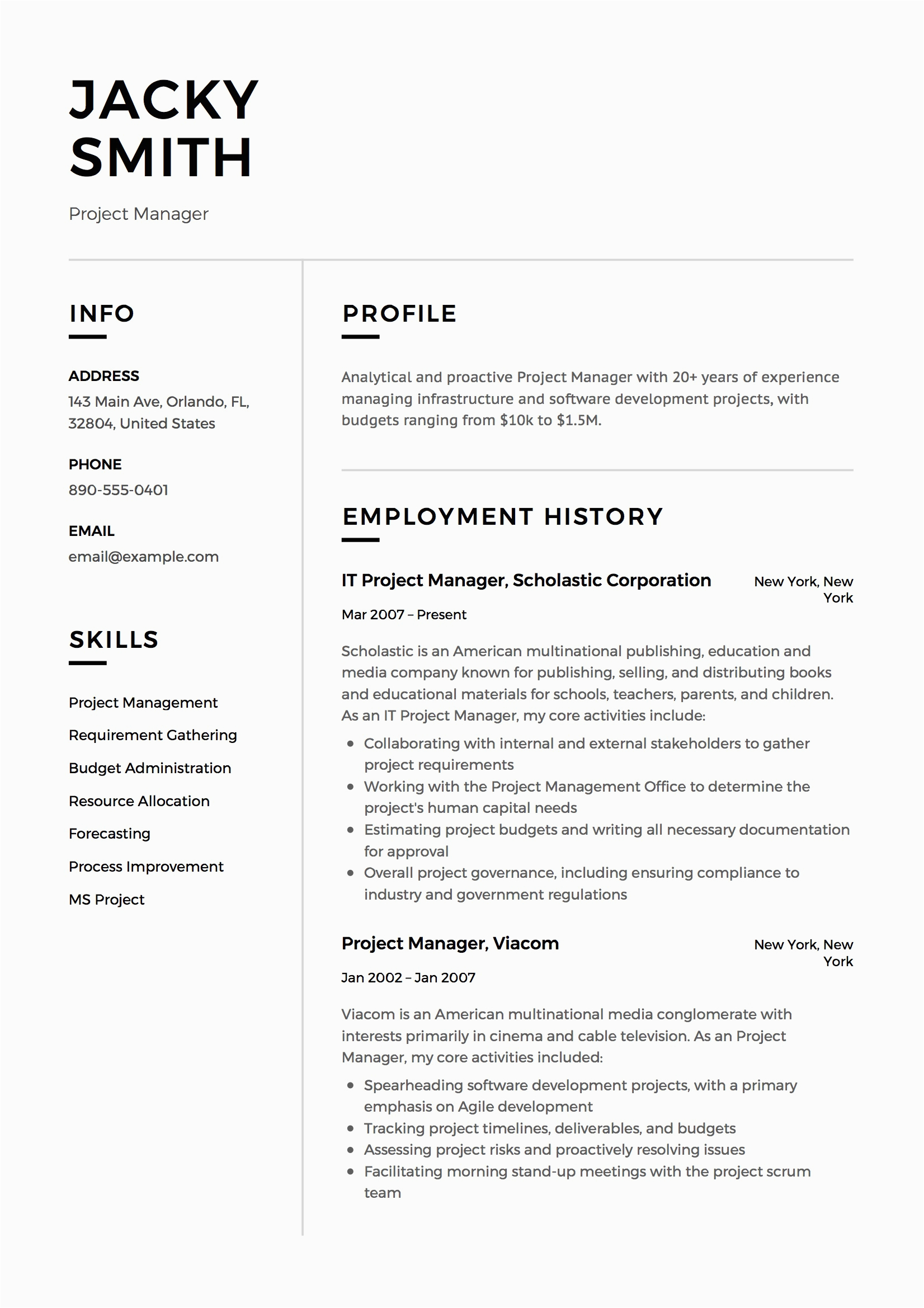 Project Management Resume Examples and Samples Project Manager Resume & Full Guide