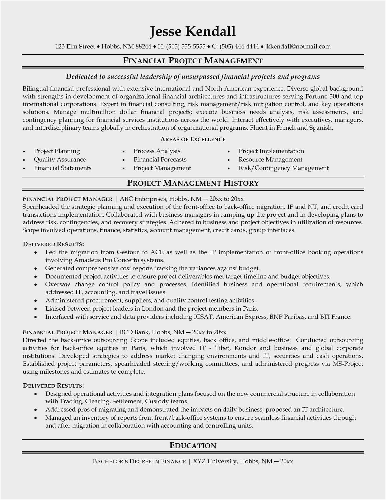 Project Manager Resume Sample Free Download Free Download 53 Project Manager Sample Resume Simple
