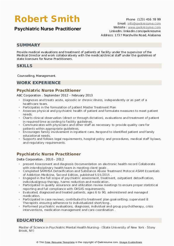 Psychiatric Nurse Practitioner Student Resume Sample Psychiatric Nurse Practitioner Resume Samples