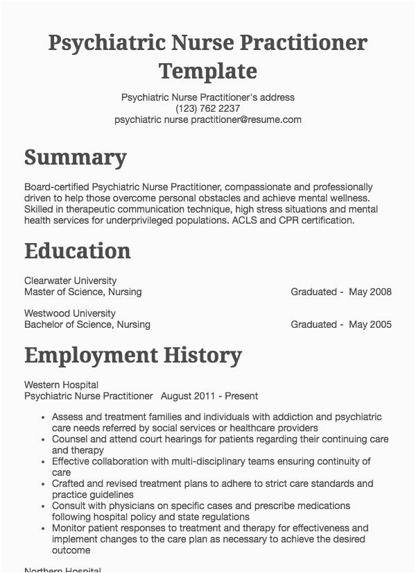 Psychiatric Nurse Practitioner Student Resume Sample Resume Samples 125 Free Example Resumes & formats
