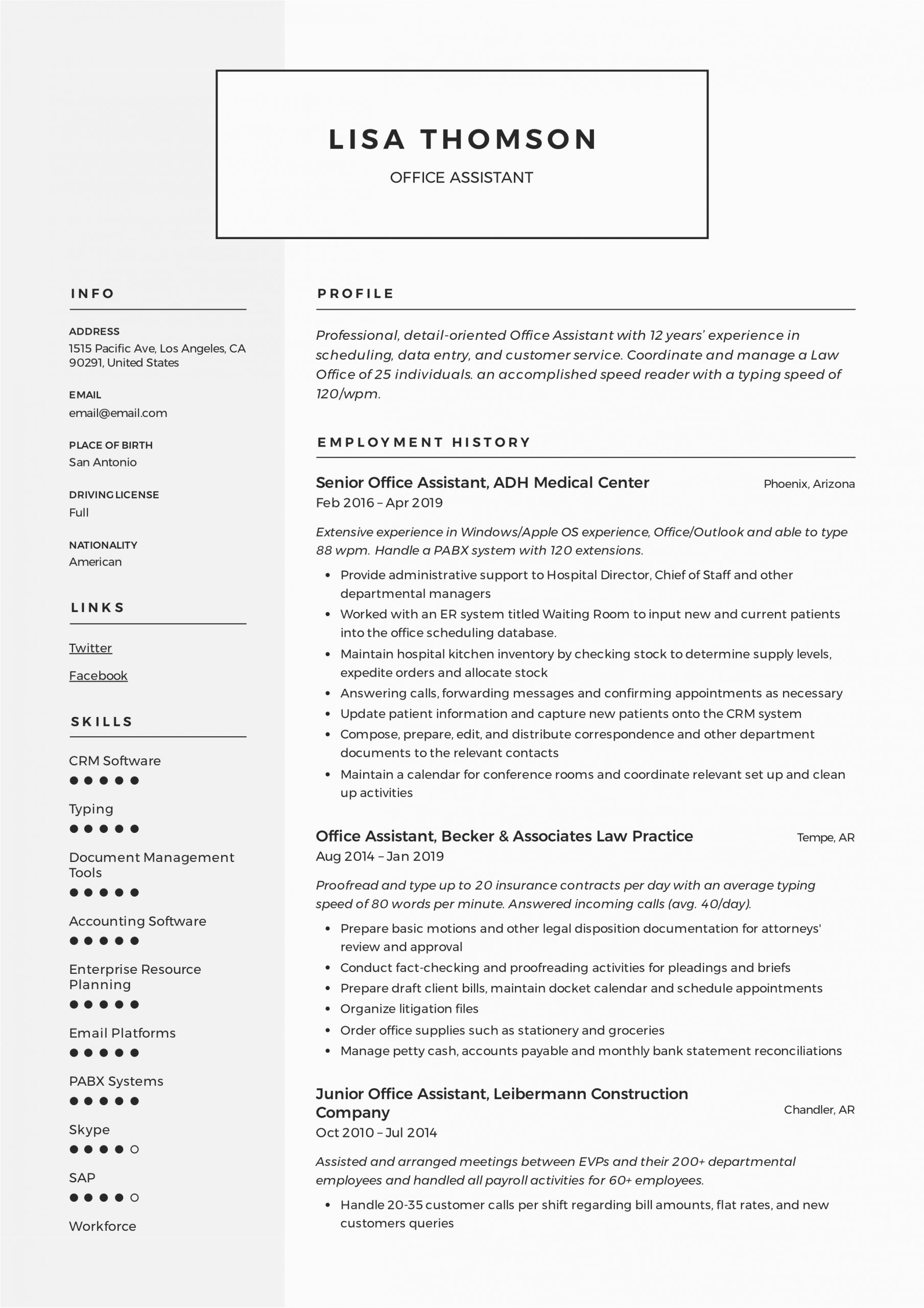 Resume Sample for Office assistant Position Fice assistant Resume Writing Guide