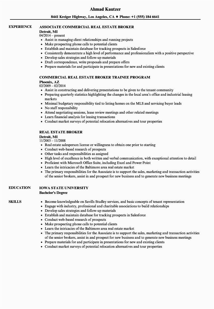 Resume Sample for Real Estate Agent with Experience 23 Real Estate Agent Resume Description In 2020