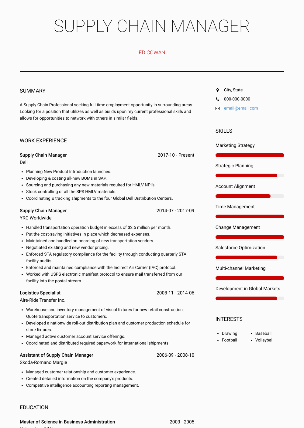 Resume Sample for Supply Chain Management Supply Chain Manager Resume Samples and Templates