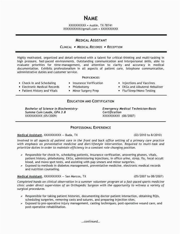 Resume Sample Medical assistant No Experience 23 Resume for Medical assistant with No Experience