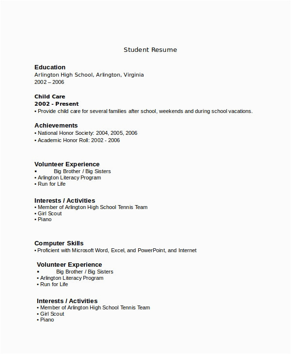 Resume Sample No Experience High School 10 High School Resume Templates Examples Samples format