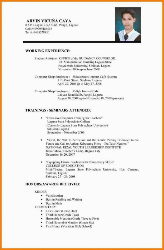 Resume Sample Training and Seminars attended College Application Resume Template