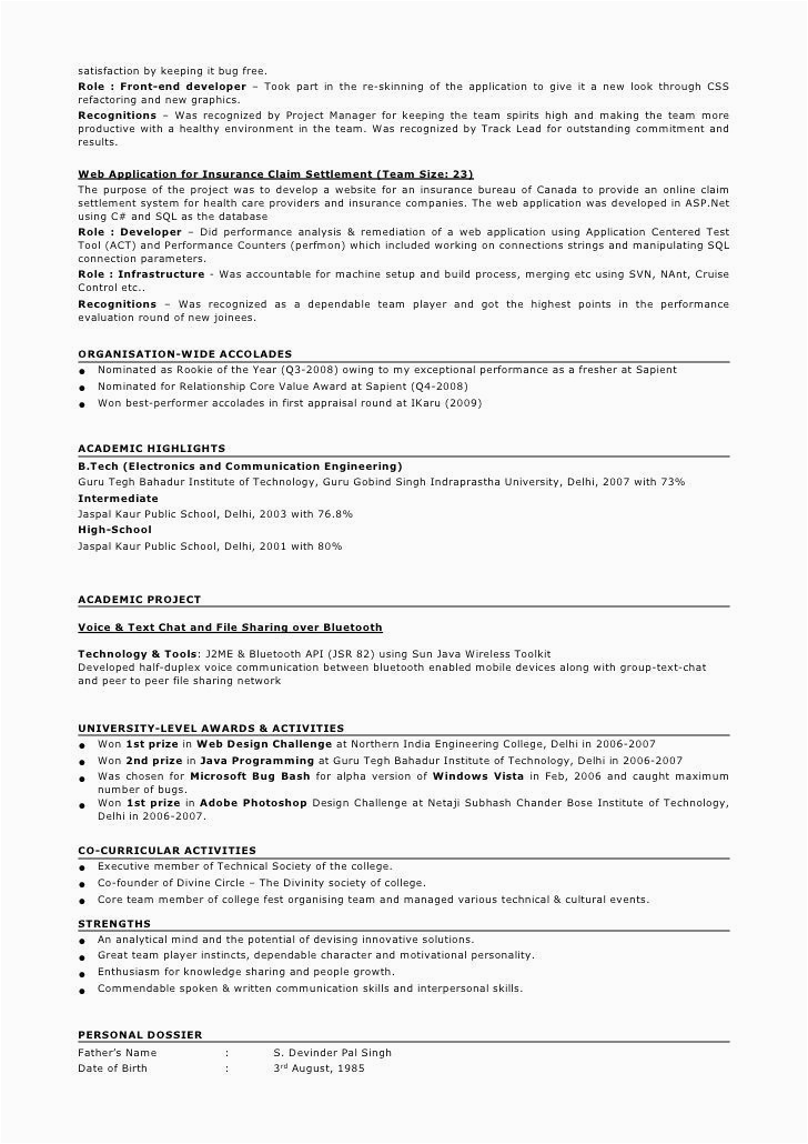 Resume Samples 3 5 Years Experience for 5 Years Experience In Java