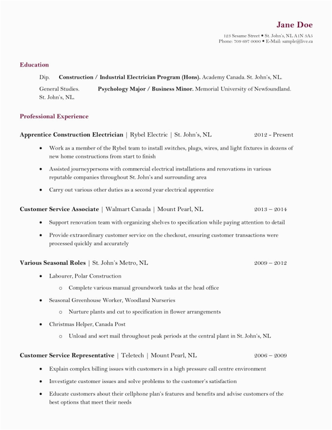 Resume Samples Canada for It Professionals Write A Professional Resume for Canadian New Ers by
