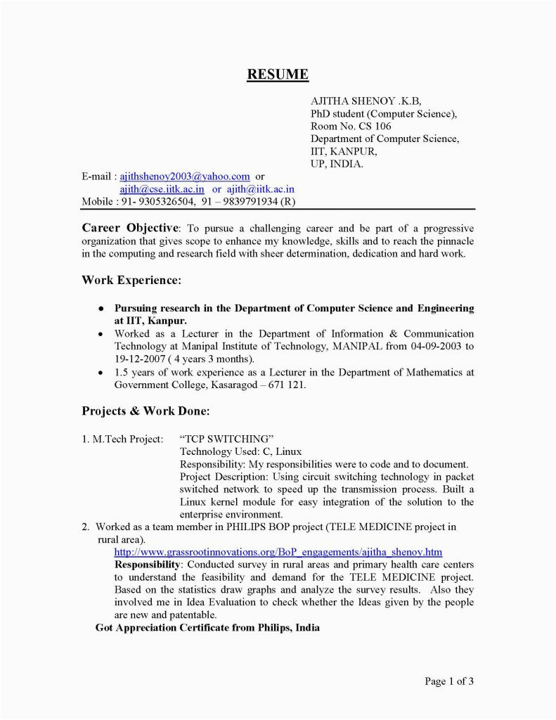 Resume Samples for Bsc Computer Science Bsc Puter Science Resume Pdf format