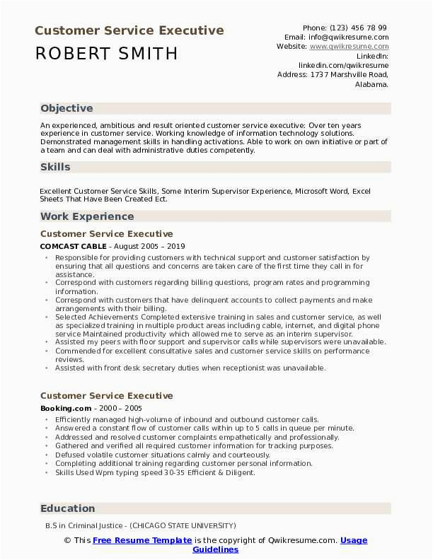 Resume Samples for Customer Service Executive Customer Service Executive Resume Samples