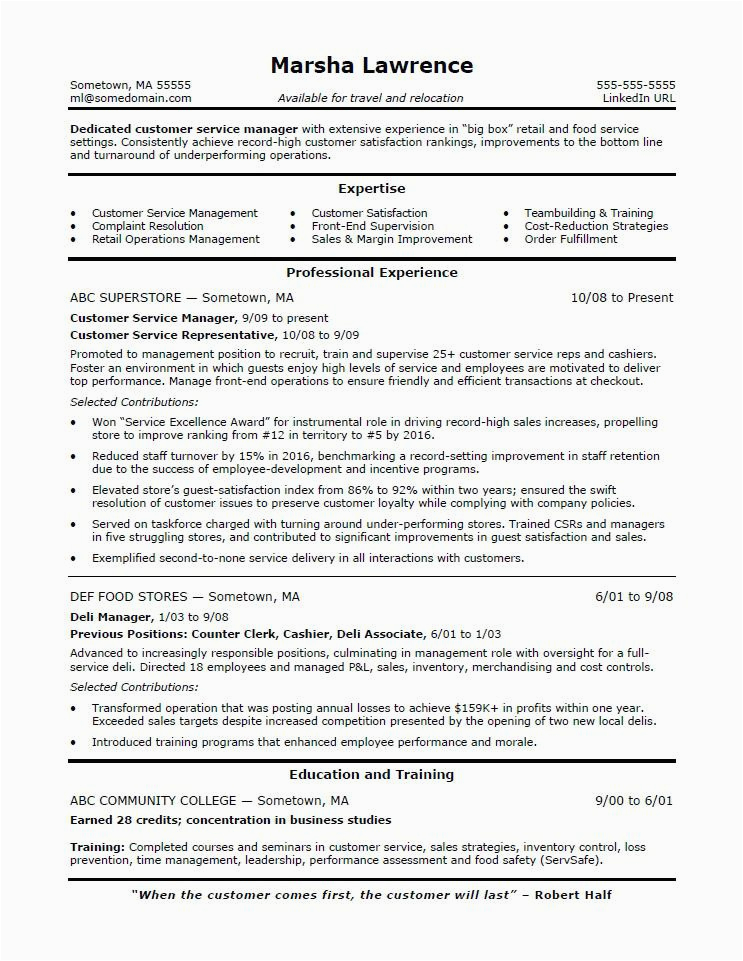 Resume Samples for Customer Service Executive Customer Service Manager Resume Sample