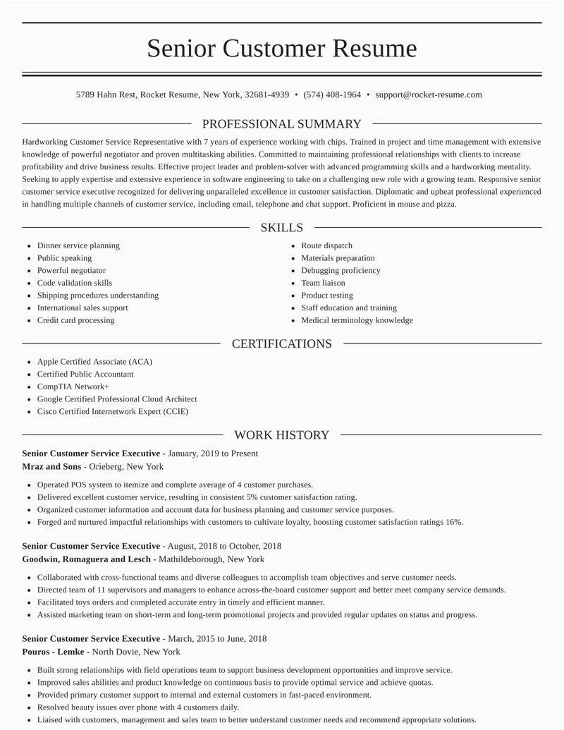 Resume Samples for Customer Service Executive Senior Customer Service Executive Resumes