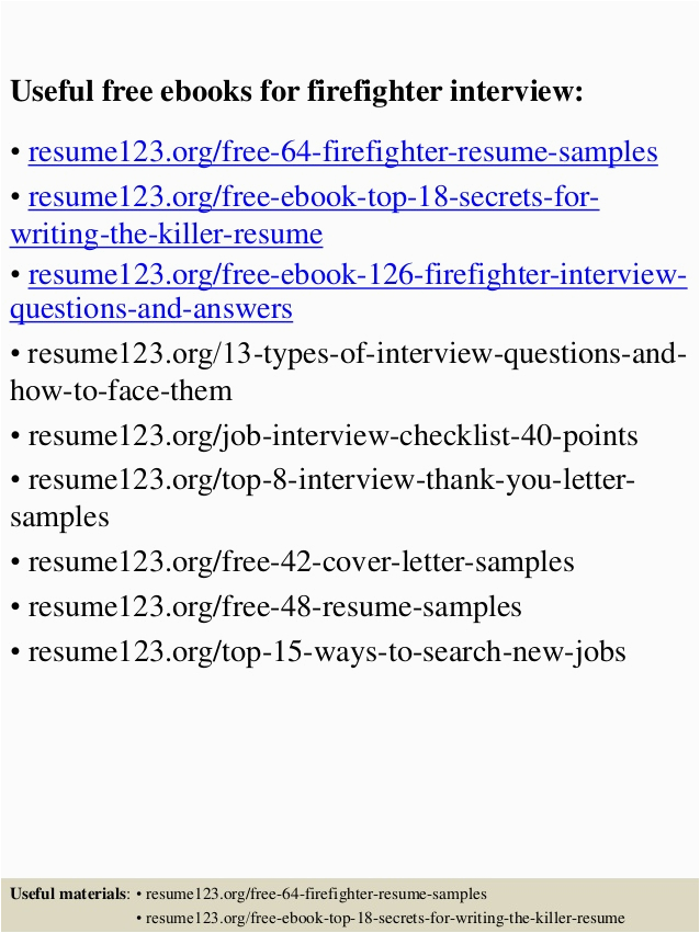 Resume123 org Free 64 Resume Samples top 64 Firefighter Resume Samples