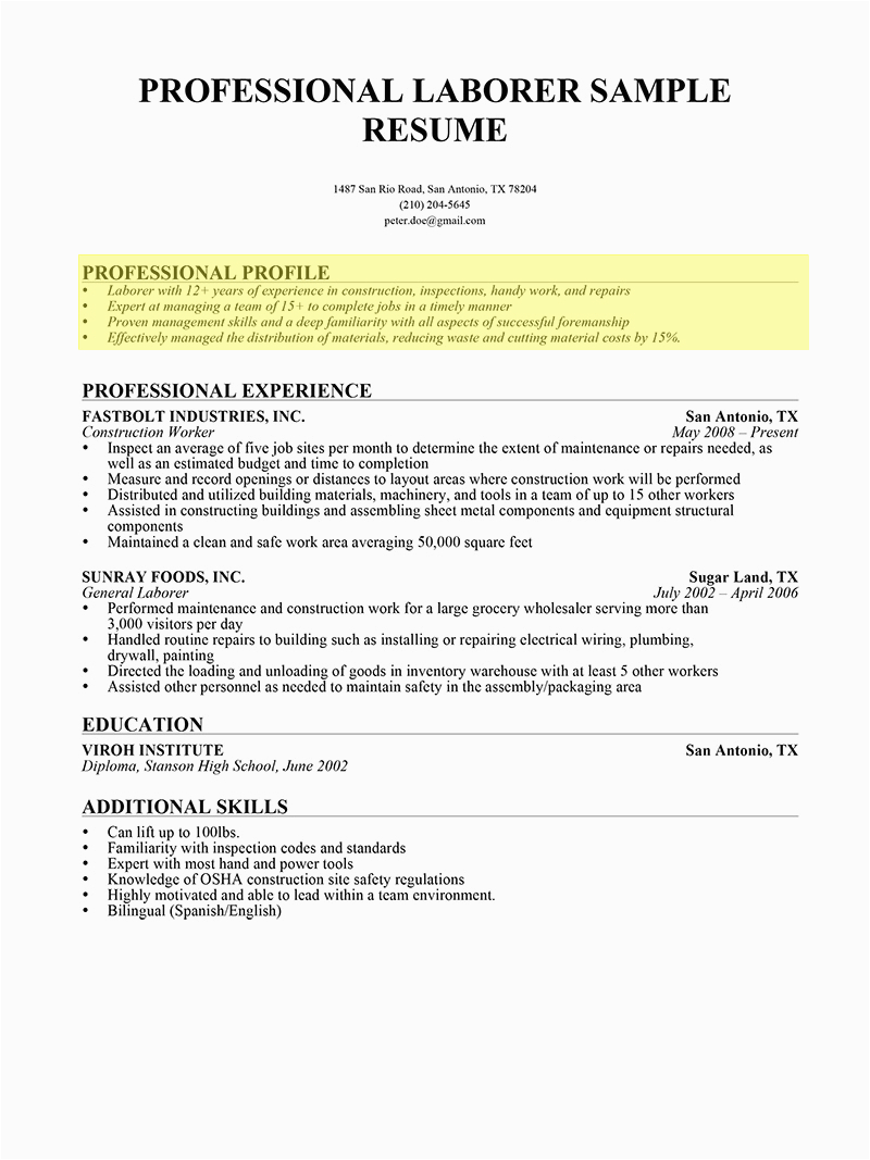 Sample Of Professional Profile for A Resume How to Write A Professional Profile