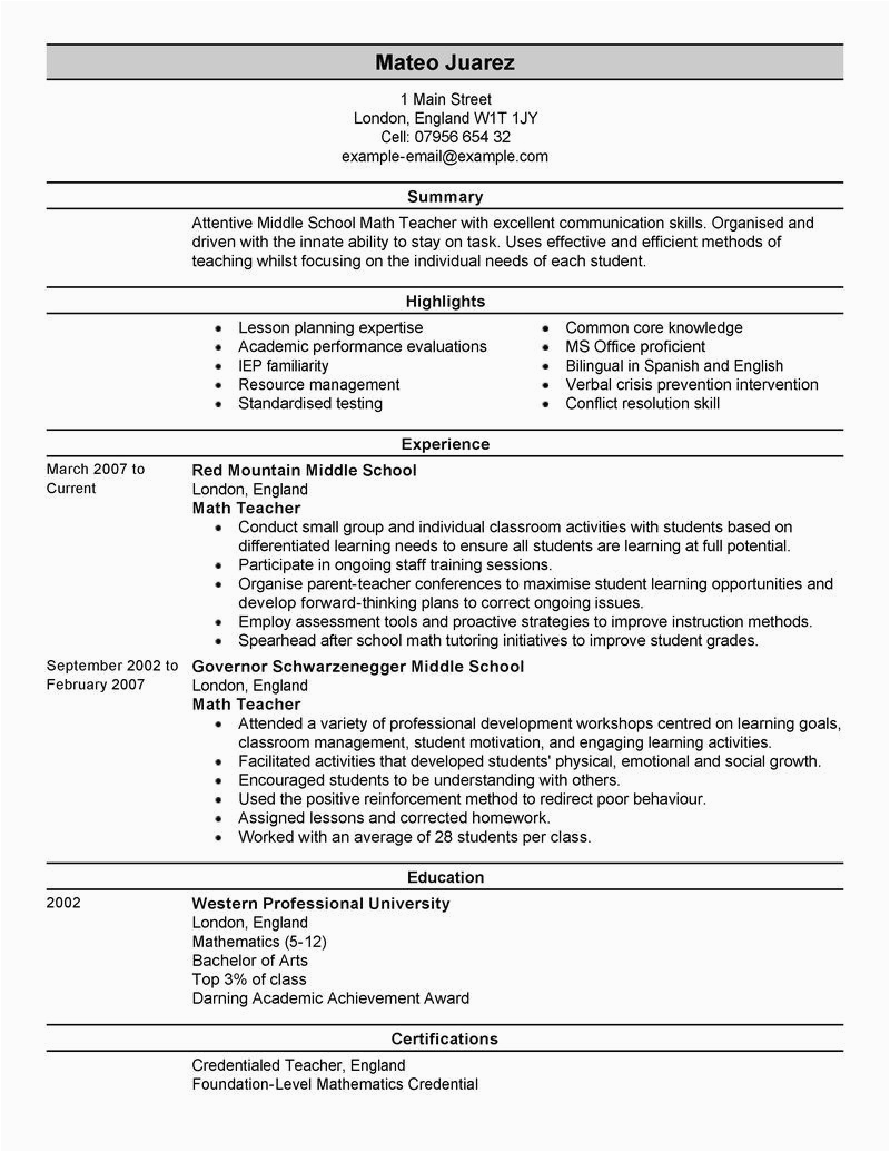 Sample Of Resume for Applying Teaching Job Big Teacher Example Modern 1 Design