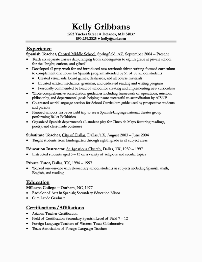 Sample Of Resume for Applying Teaching Job Sample Teaching Resumes