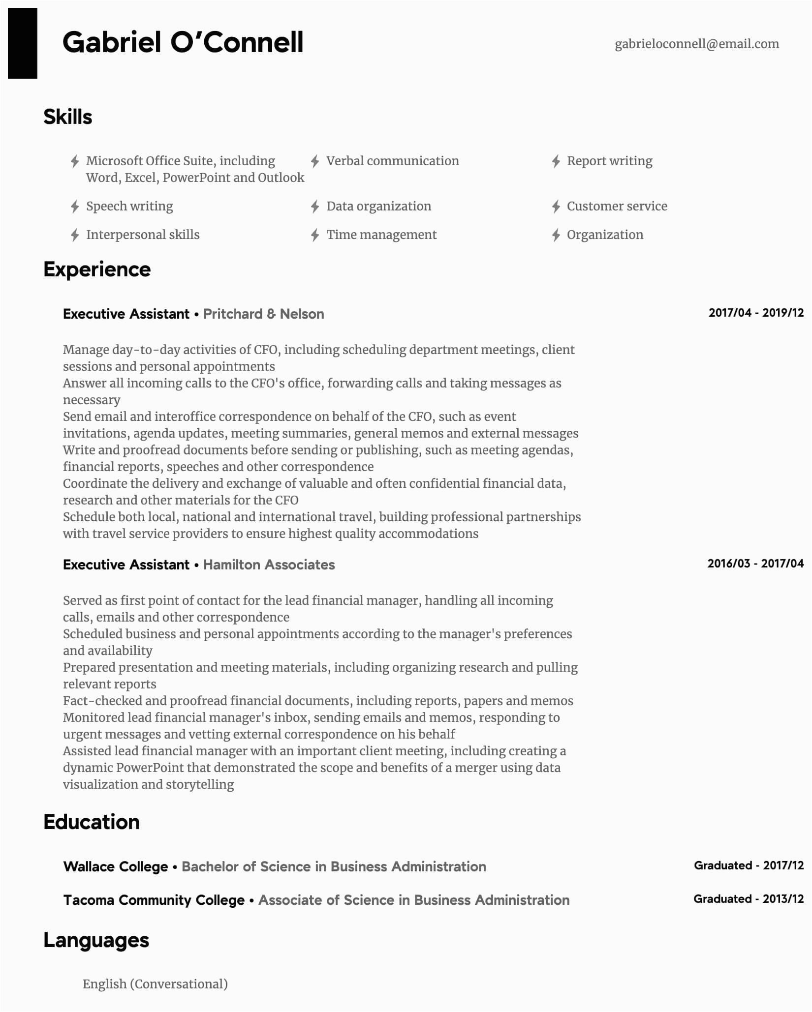 Sample Of Resume for Executive assistant Executive assistant Resume Samples