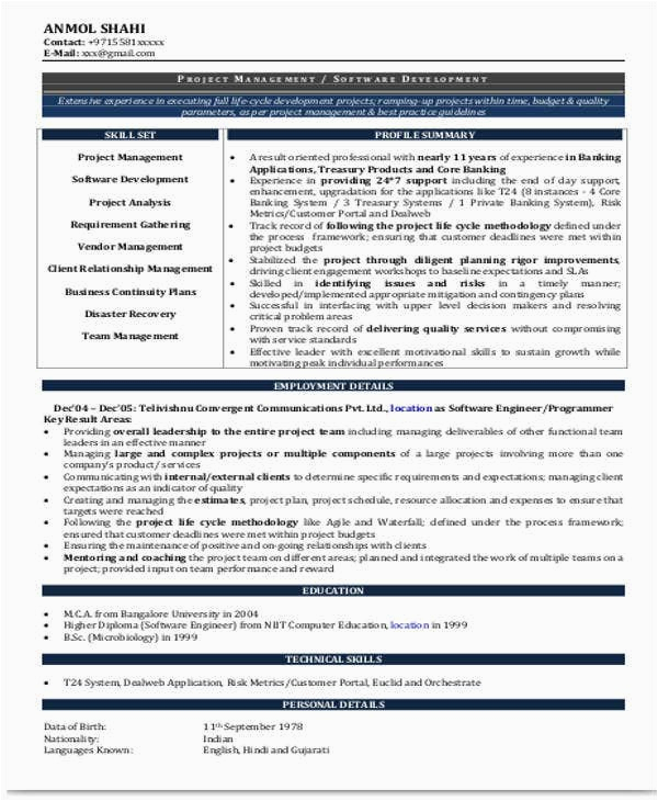 Sample Of Resume for Experienced Person Resume for It Experienced