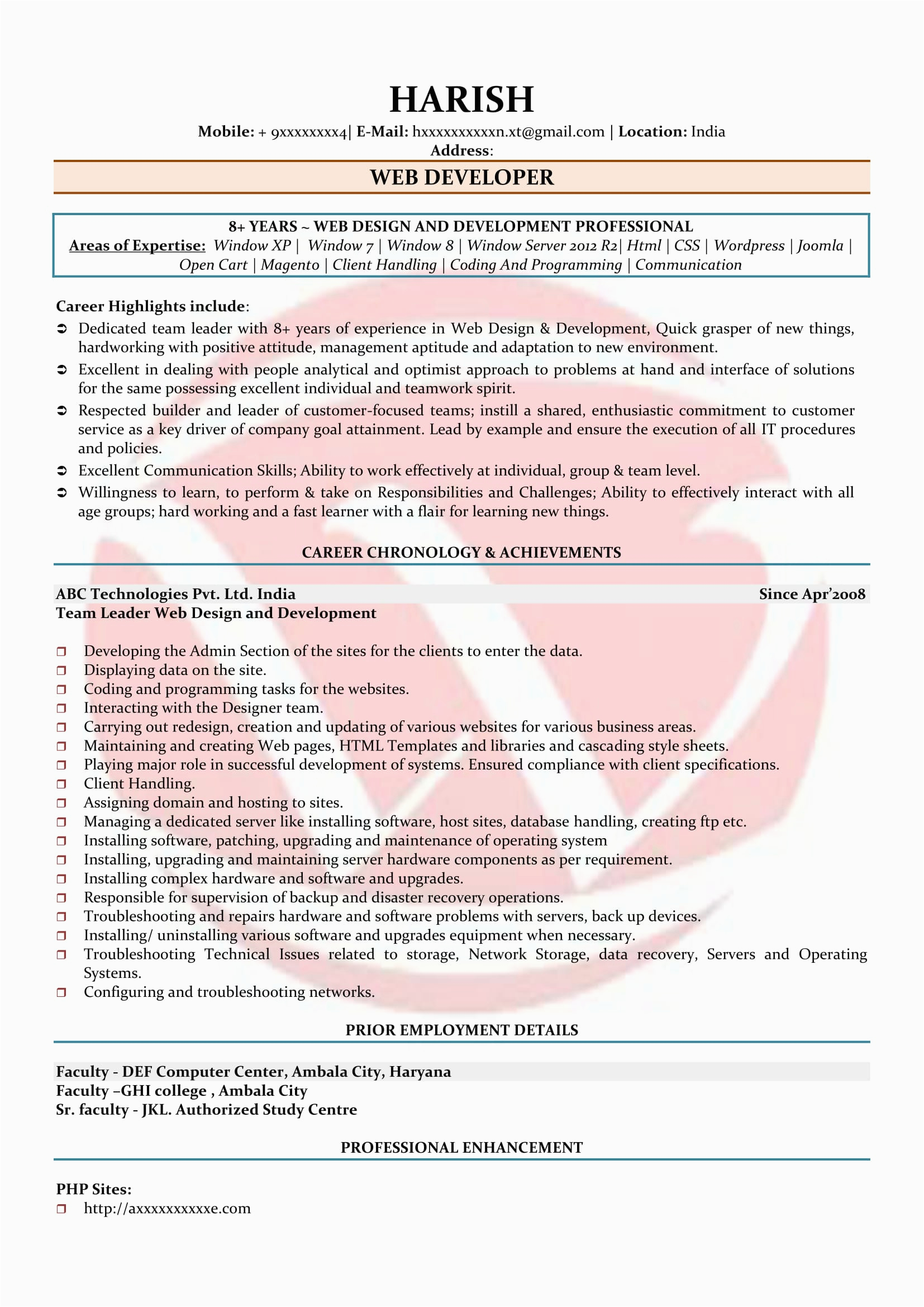 Sample Resume for 8 Years Experience In Java Java Developer Resume 8 Years Experience
