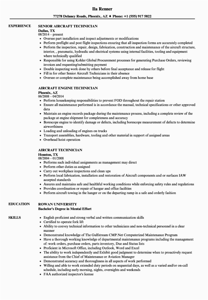 Sample Resume for Aircraft Maintenance Technician Ojt Aviation Mechanic Resume Resume Sample