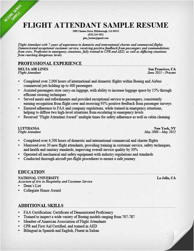 Sample Resume for Applying Flight attendant Flight attendant Resume Sample & Writing Guide