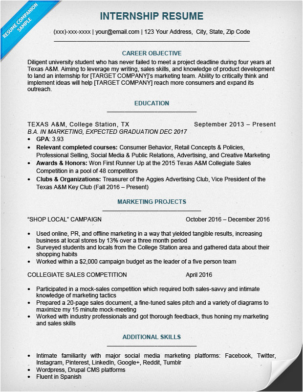 Sample Resume for College Student for Internship 17 Best Internship Resume Templates to Download for Free