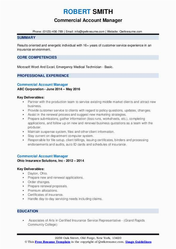 Sample Resume for Commercial Insurance Account Manager Cv Insurance Account Executive Sample Mercial Lines