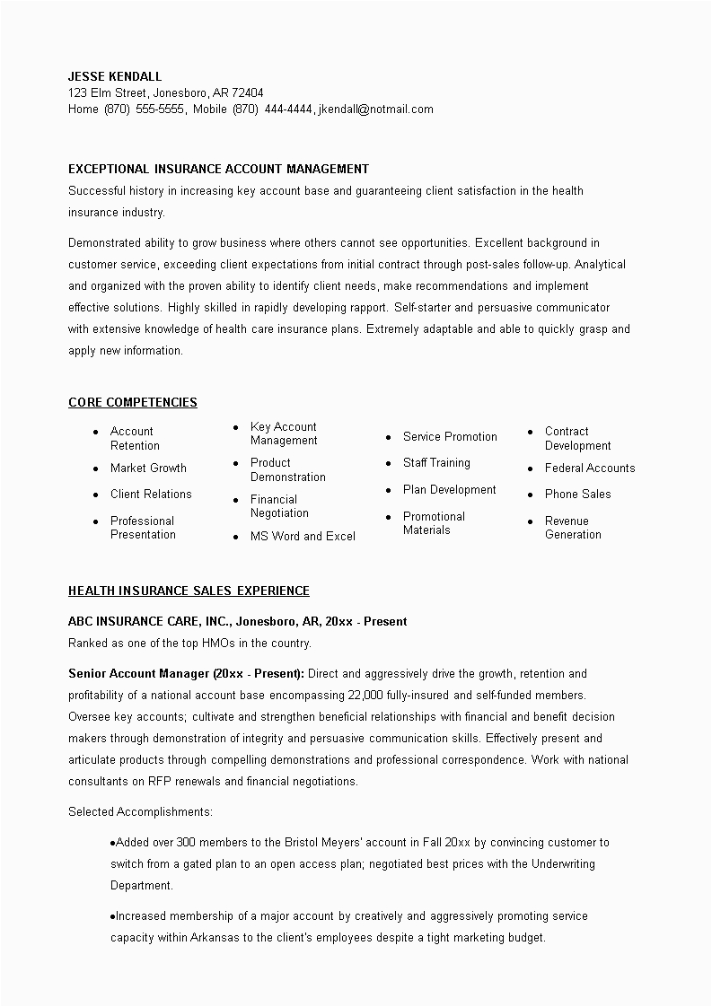 Sample Resume for Commercial Insurance Account Manager Insurance Account Manager Resume How to Create An