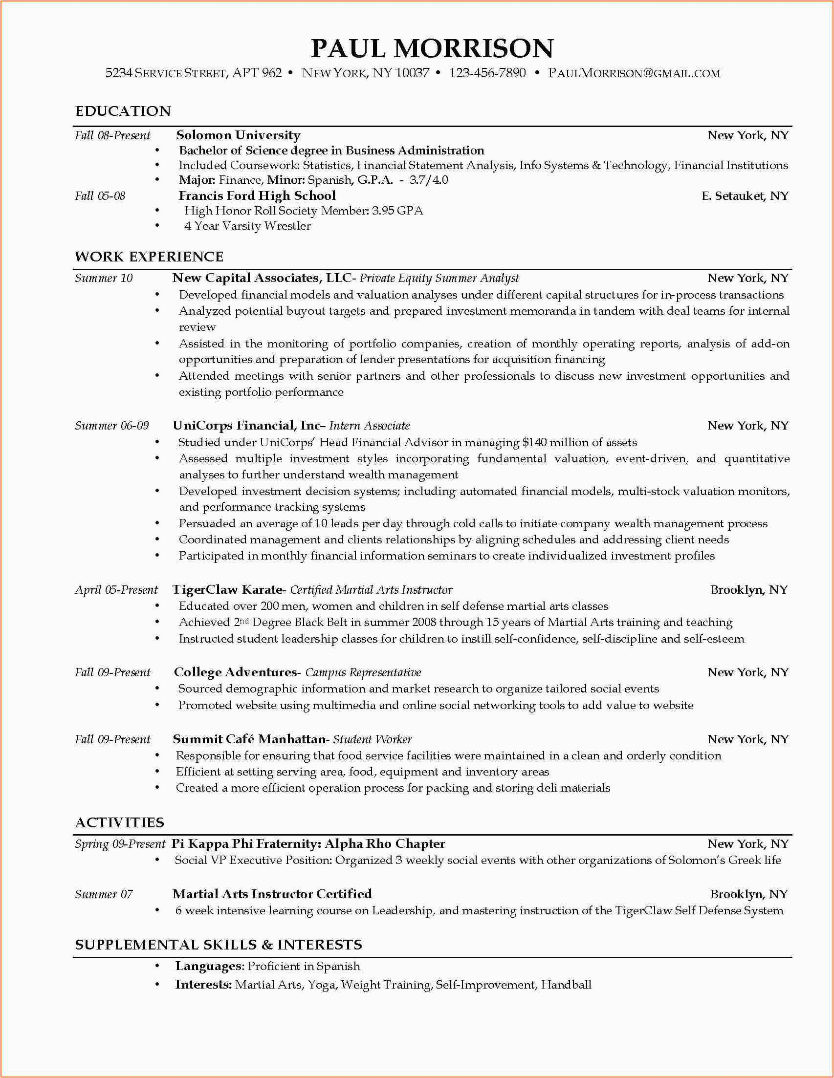 Sample Resume for Current College Student Current College Student Resume – Task List Templates