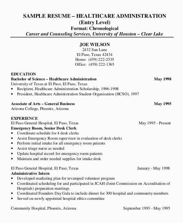 Sample Resume for Entry Level Healthcare Administration 50 Administration Resume Samples Pdf Doc