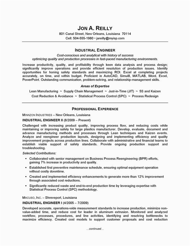 Sample Resume for Faculty Position In Engineering College Resume Example Industrial Engineering Careerperfect