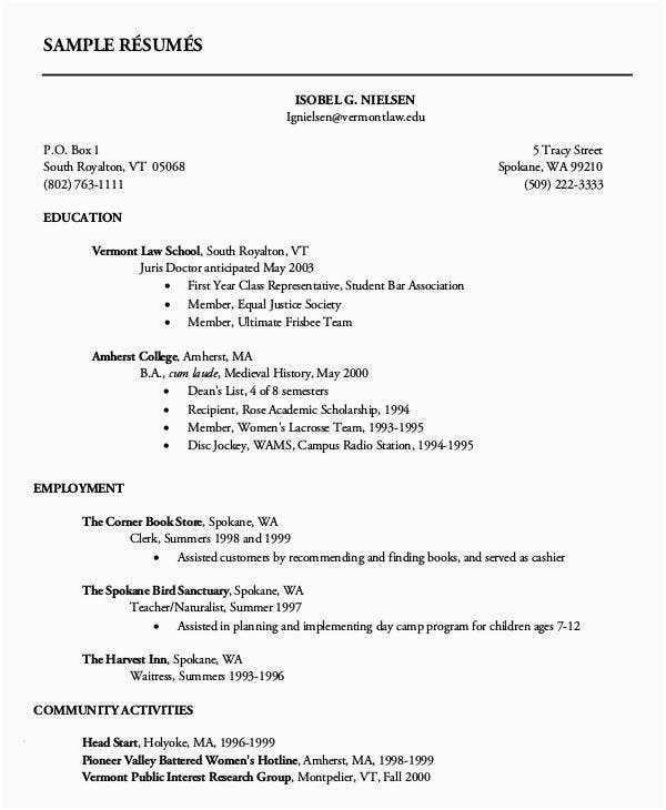 Sample Resume for First Year College Student Resume First Year College Student