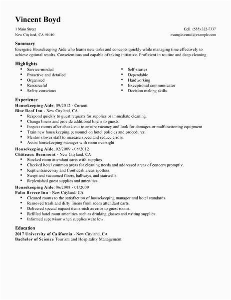 Sample Resume for Housekeeping with No Experience Housekeeper Resume Should Be Able to Contain and Highlight