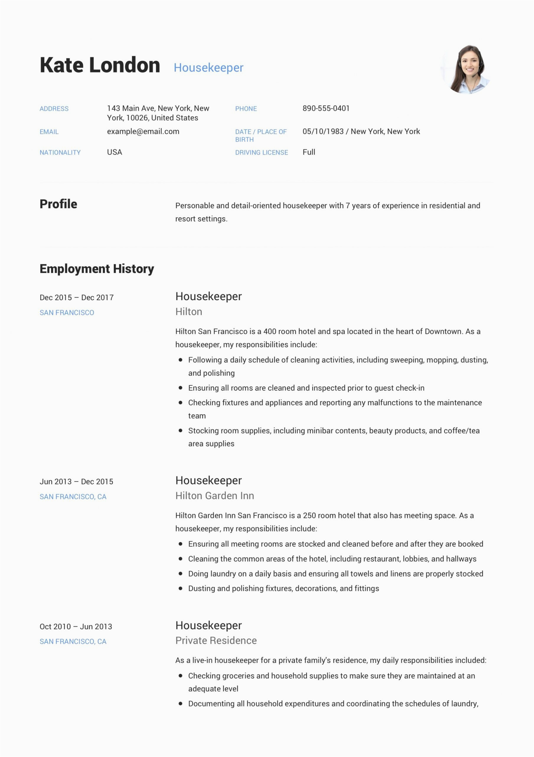Sample Resume for Housekeeping with No Experience Housekeeping Resume with No Experience™