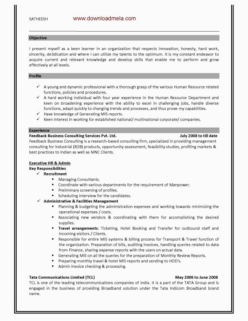 Sample Resume for Hr and Admin Executive In India Executive Hr and Admin Sample Resume Pdf format