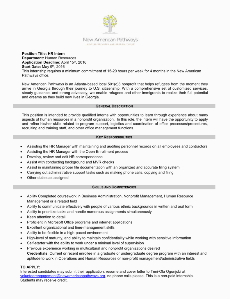 Sample Resume for Hr Internship with No Experience Cover Letter for Hr Internship with No Experience Cover