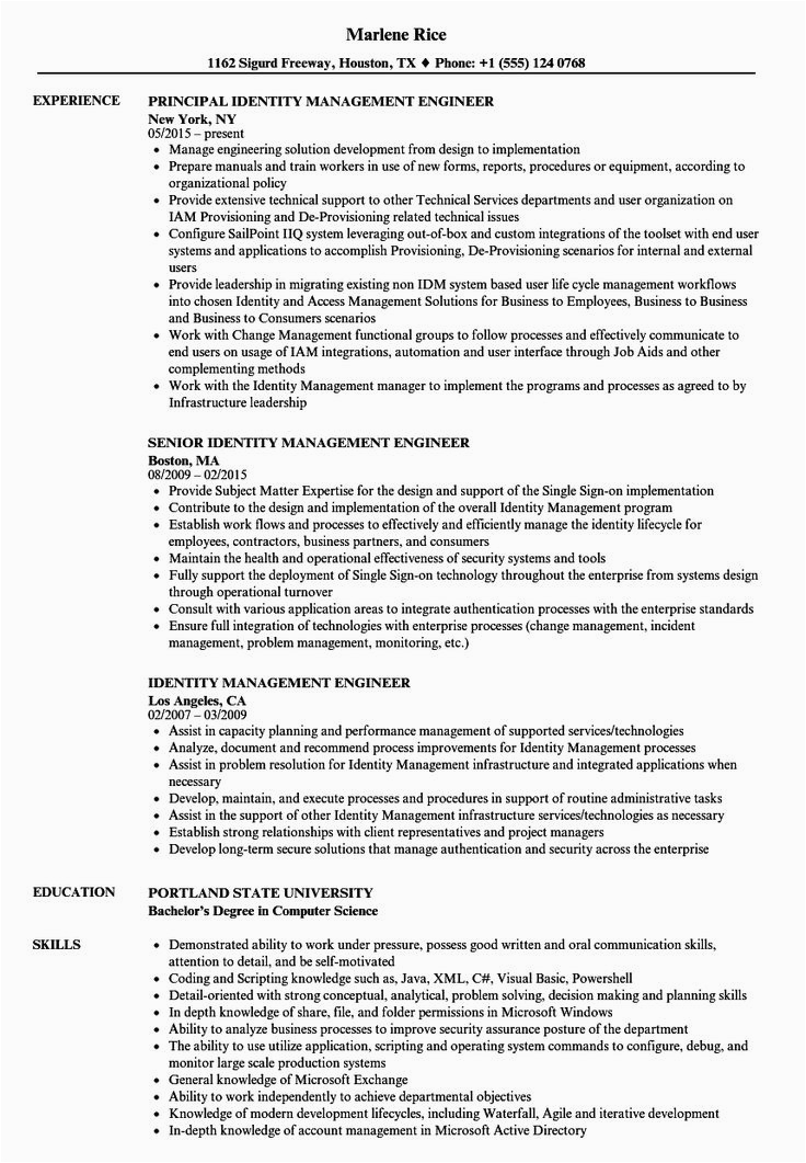 Sample Resume for Identity and Access Management Identity and Access Management Resume Awesome Identity