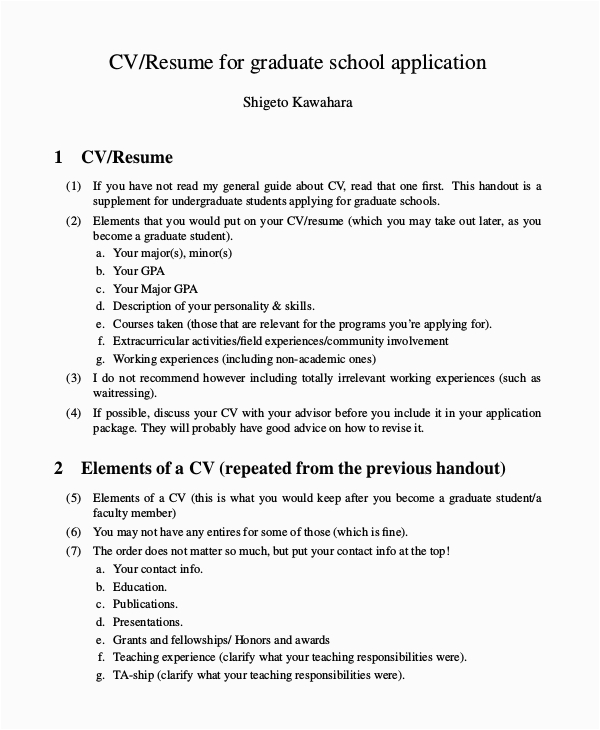 Sample Resume for Master S Admission Free 9 Sample Graduate School Resume Templates In Pdf