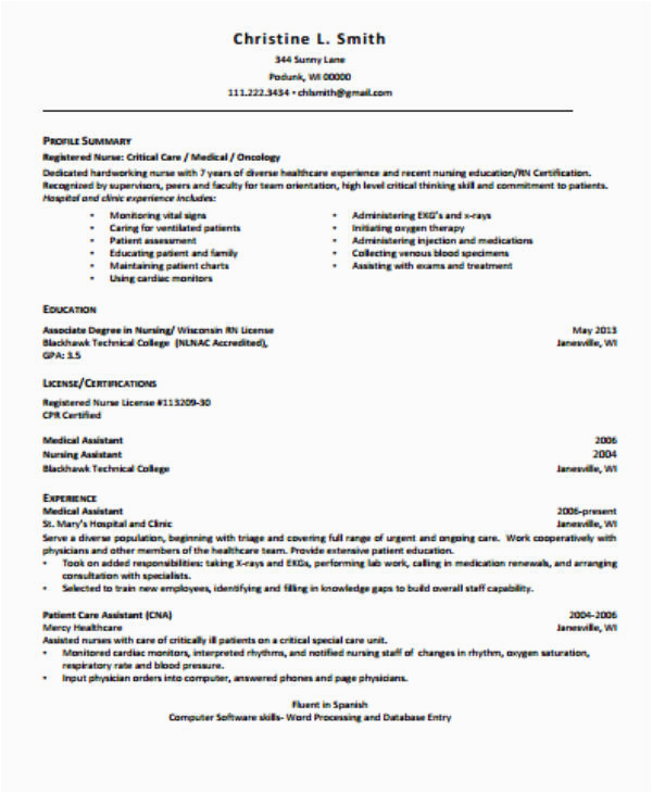 Sample Resume for Nursing Grad School Free 4 Sample Graduate Nurse Resume Templates In Ms Word