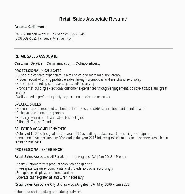 Sample Resume for Sales associate with No Experience Retail Resume Examples No Experience Resume Samples