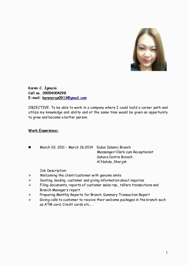 Sample Resume for Sales Lady In Department Store Khaye Cv 2014 Updated