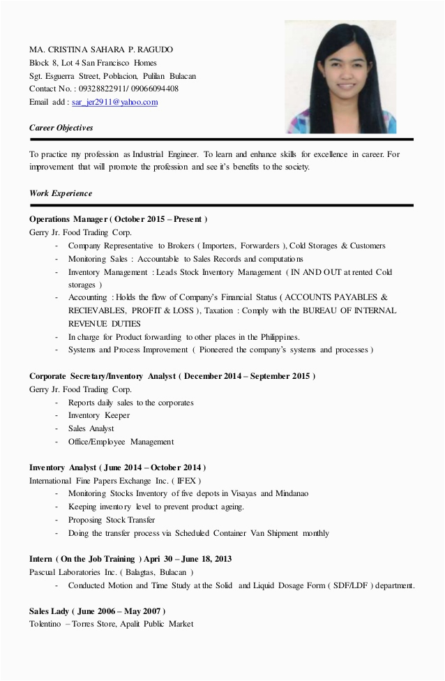 Sample Resume for Sales Lady In Department Store Resume Sahara Ragudo