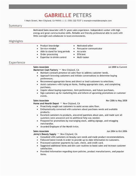 Sample Resume for Sales Representative with No Experience Resume for Retail Sales associate with No Experience Fresh