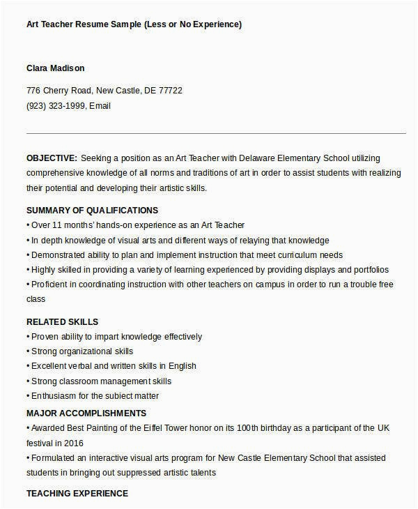 Sample Resume for Teachers without Experience Doc Doc Sample Resume for Teachers without Experience Best