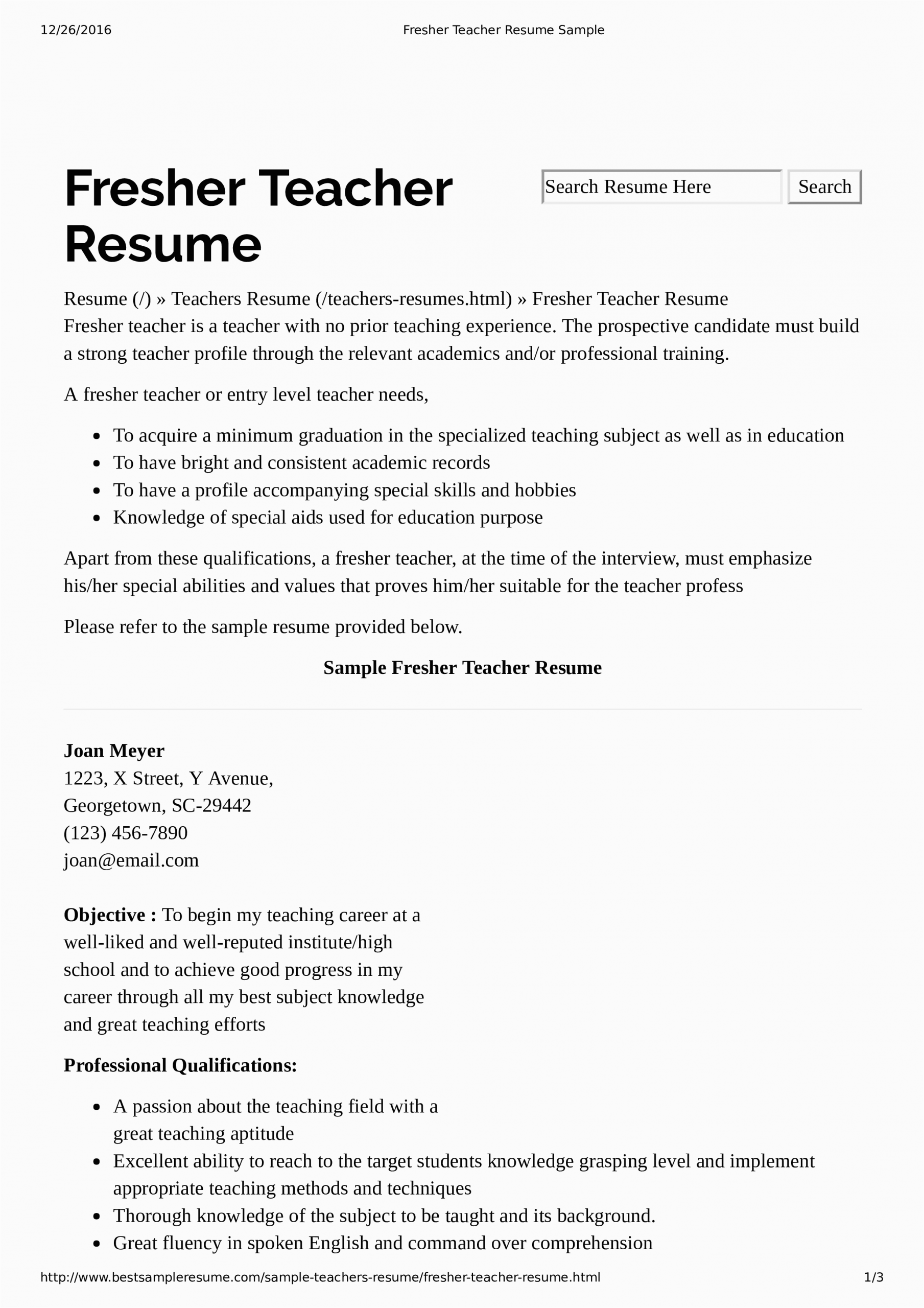 Sample Resume for Teachers without Experience In the Philippines Preschool Teacher Resume without Experience