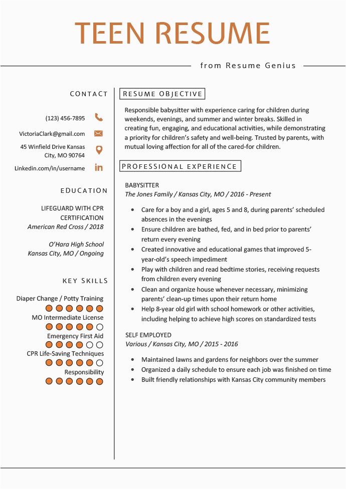 Sample Resume for Teenager who Has Never Worked Resume Examples for Teens Templates & How to Write