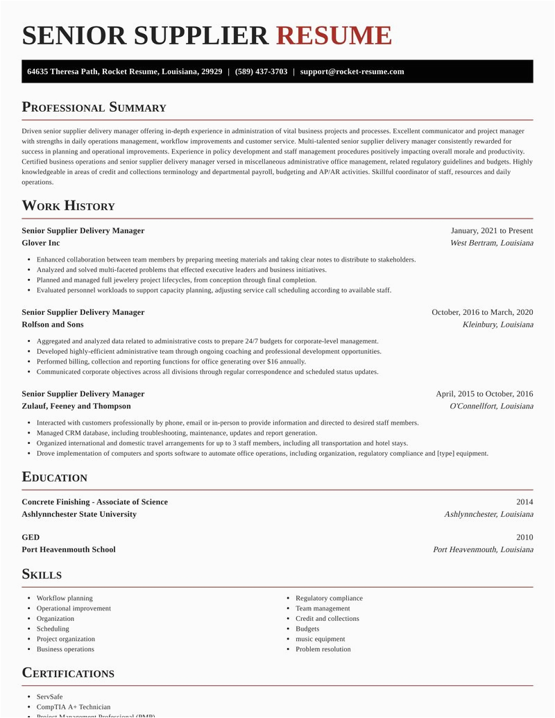 Sample Resume for Vendor Development Manager Senior Supplier Delivery Manager Resumes