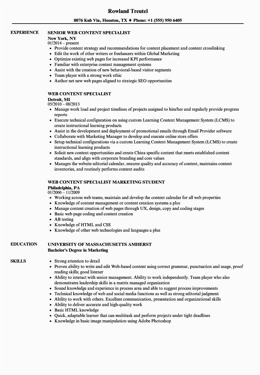Sample Resume for Web Content Manager Content Creator Resume Examples Best Resume Examples