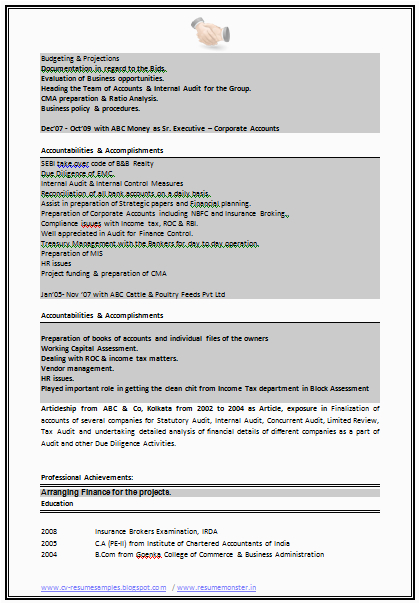Sample Resume format for Experienced It Professionals Free Download Over Cv and Resume Samples with Free Download