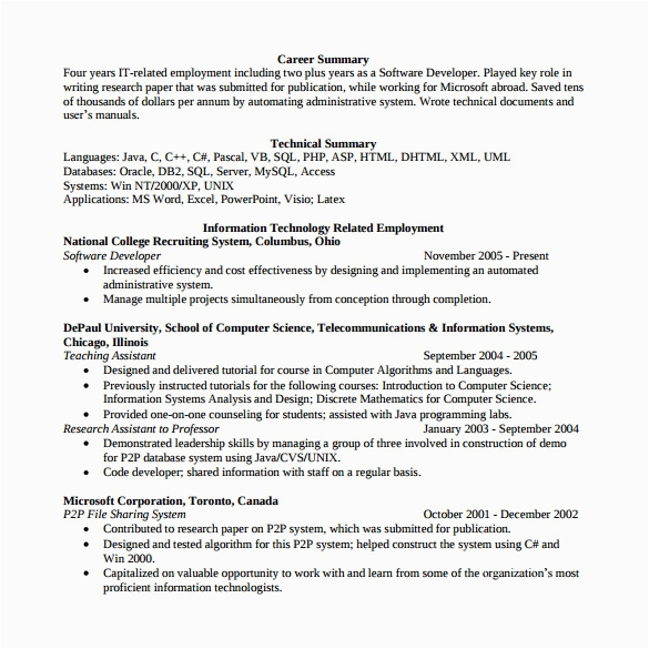 Sample Resume format for Experienced software Developer Free 13 Sample software Developer Resume Templates In Pdf